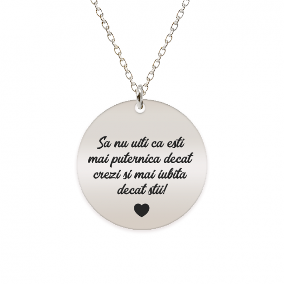 Colier argint banut 20 mm - personalizata cu text